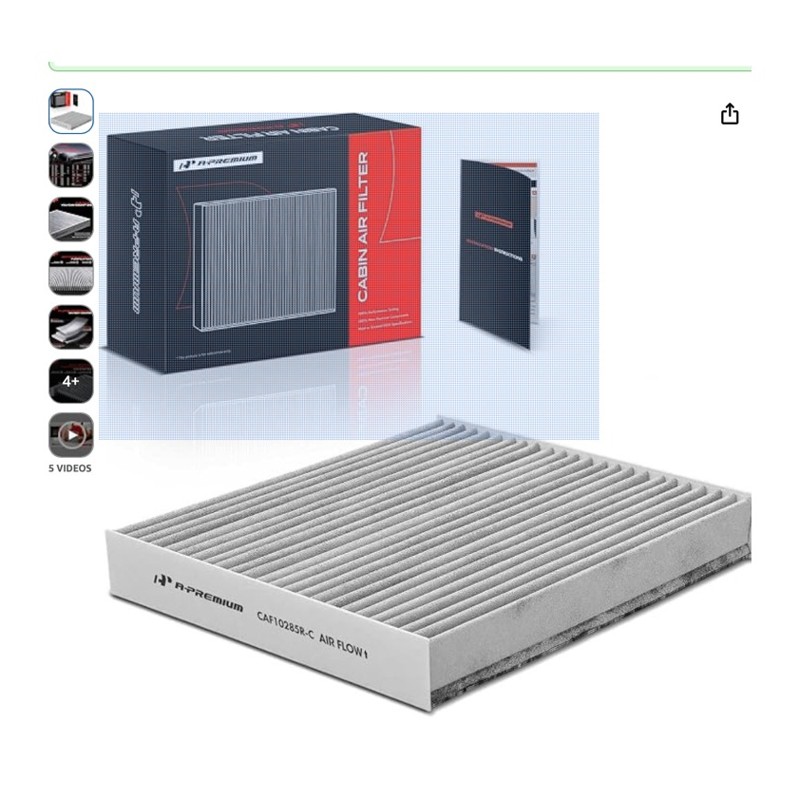 A-Premium Cabin Air Filter — cabin air filter on a workbench, shown at scale