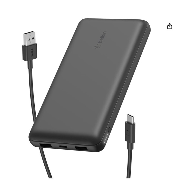 Belkin 20000mAh Power Bank — power bank on a desk, shown at scale
