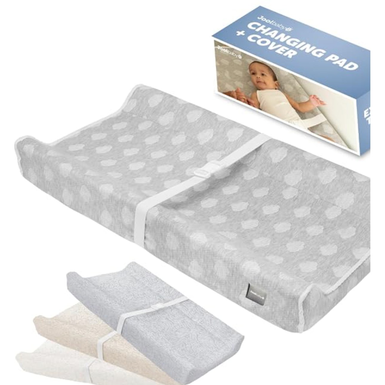 Jool Baby Serenity Changing Pad — changing pad on a table, shown at scale