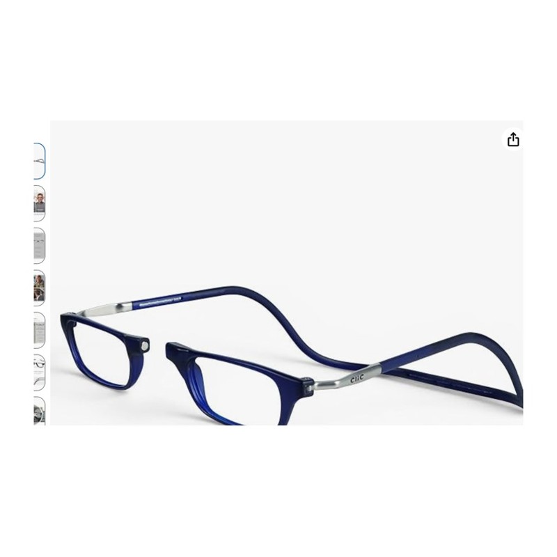 Clic Magnetic Reading Glasses — reading glasses on a table, shown at scale