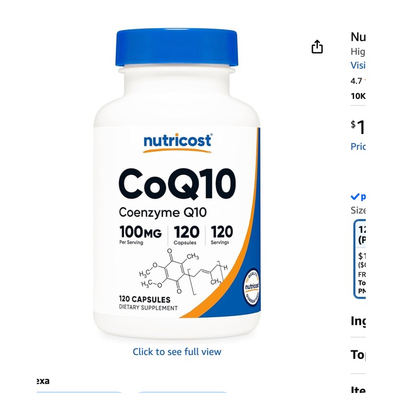 Nutricost CoQ10 — supplement bottle on a counter, shown at scale