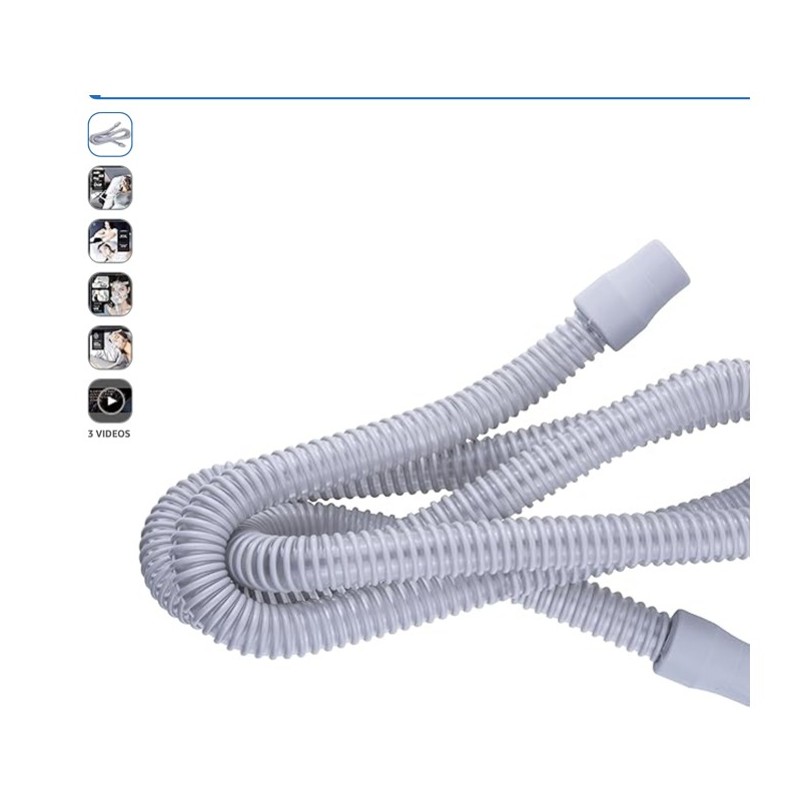 Universal CPAP Hose — CPAP hose coiled next to a machine, shown at scale