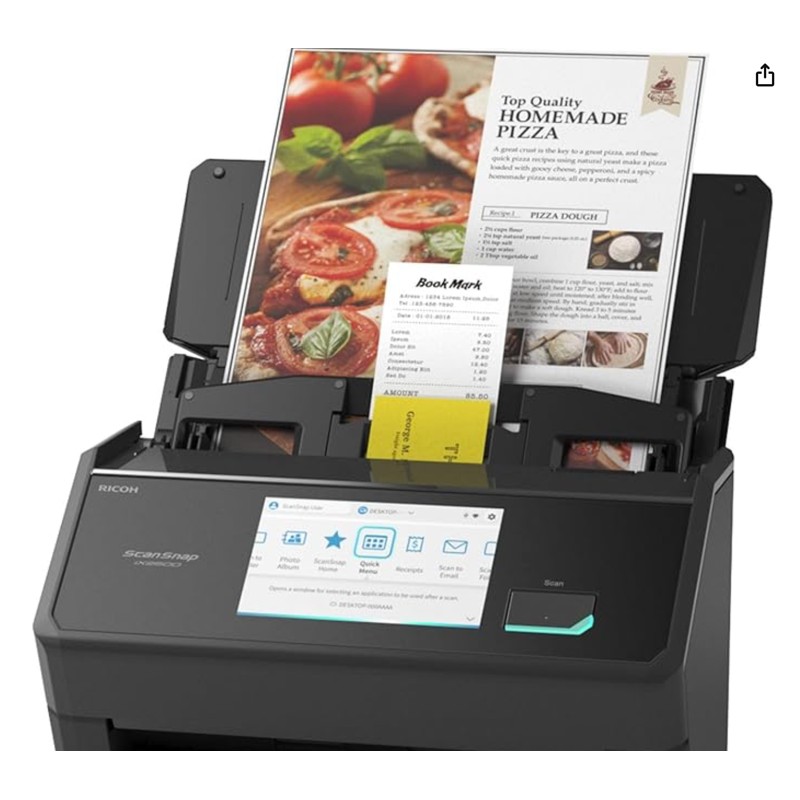 ScanSnap iX2500 — document scanner on an office desk, shown at scale