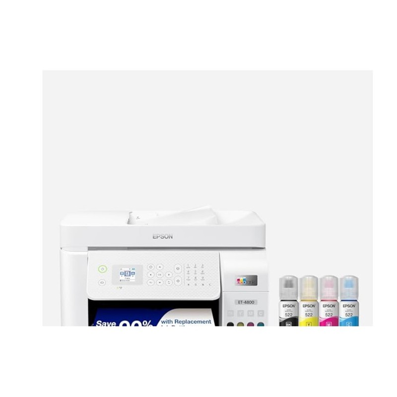 Epson EcoTank ET-4800 — all-in-one printer on a desk, shown at scale