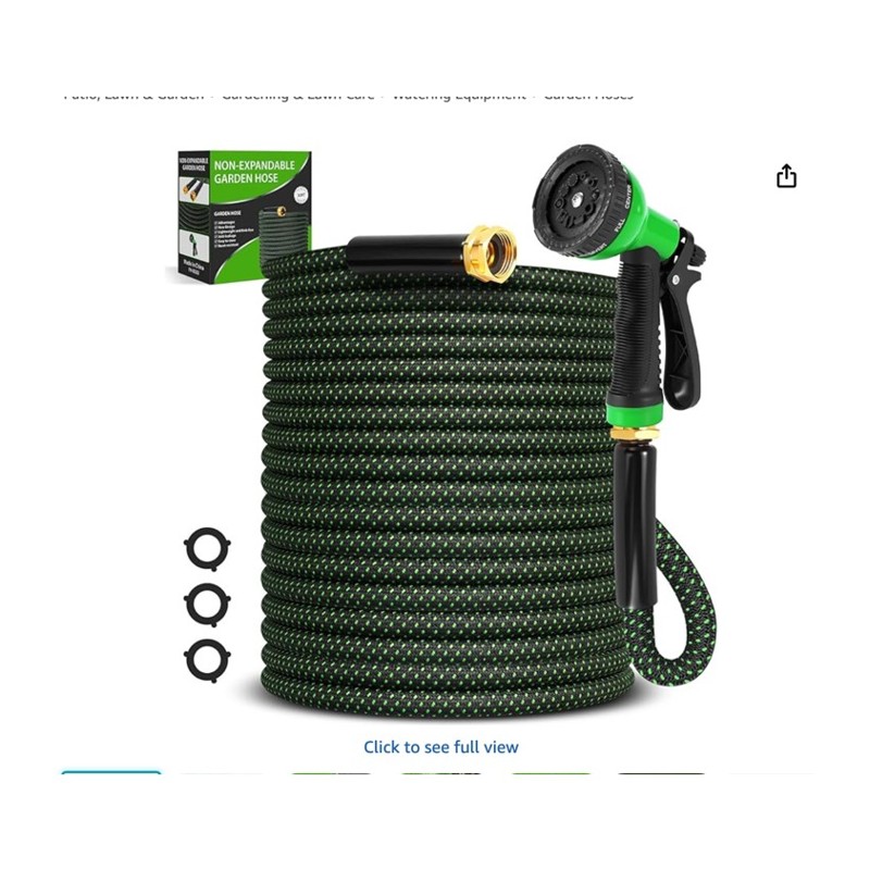Advinski 50ft Garden Hose — coiled garden hose with nozzle, shown at scale