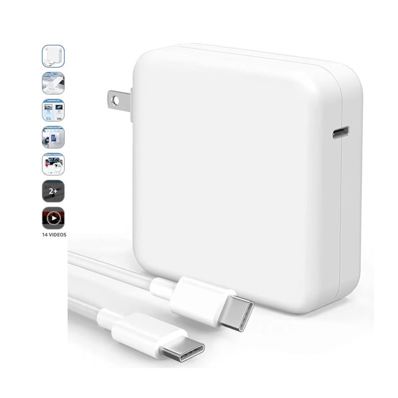 118W USB-C MacBook Pro Charger — USB-C charger with cable, shown at scale