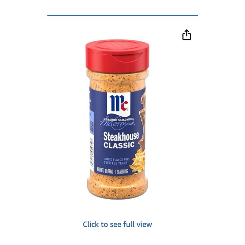 McCormick Steakhouse Seasoning — seasoning bottle on a kitchen counter, shown at scale