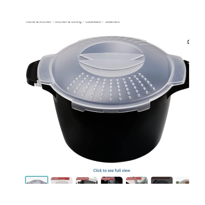 Large Microwave Vegetable Steamer — microwave steamer with vegetables, shown at scale