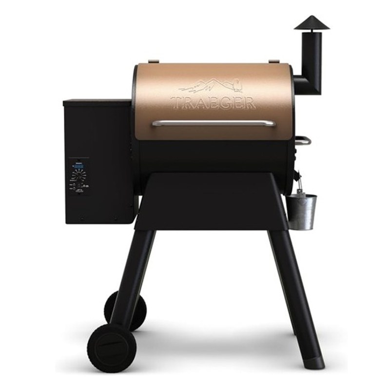 Traeger Pro 22 — pellet grill on a patio, shown at scale