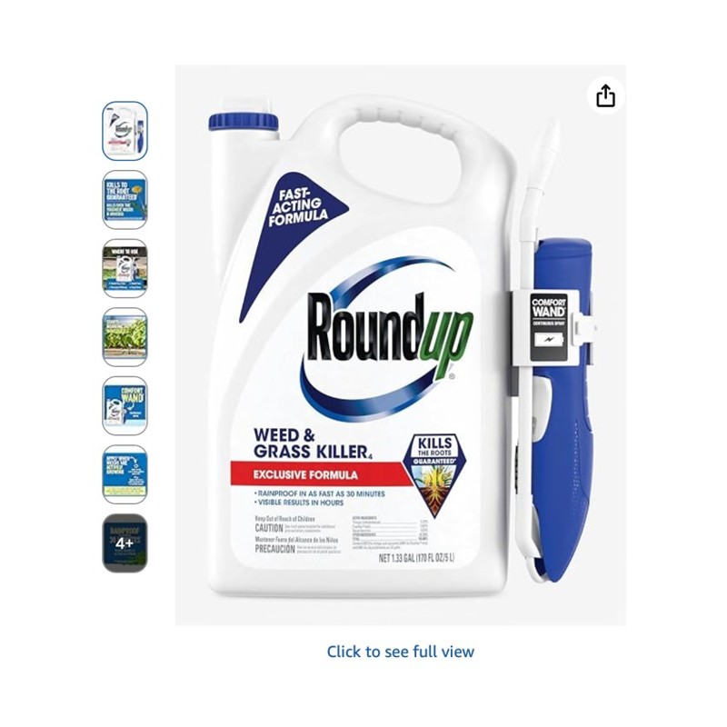 Roundup Weed & Grass Killer4 — weed killer jug with wand attachment, shown at scale