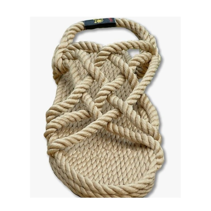 Nomadic State of Mind Rope Sandals — rope sandals on a wood floor, shown at scale