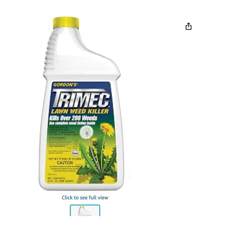 Gordon's Trimec Weed Killer — weed killer bottle on a lawn, shown at scale
